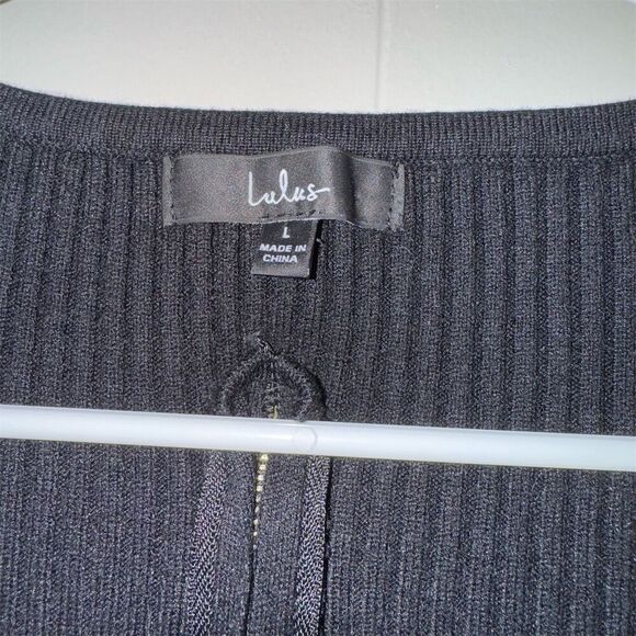 Lulu’s Women's Black Ribbed Knit Dress Size L Long Sleeve - Picture 3 of 5